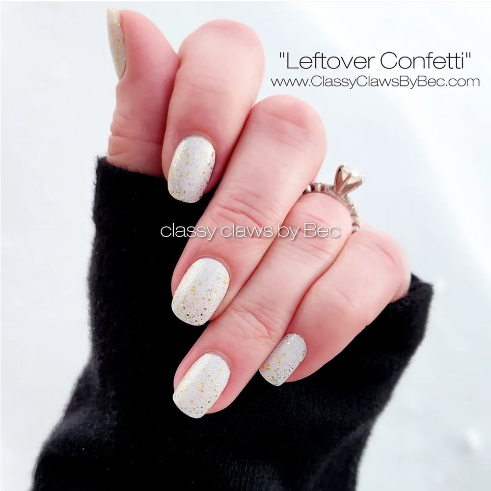 *Retired* Color Street: Leftover Confetti | White Gold Glitter Metallic Party - Picture 2 of 12